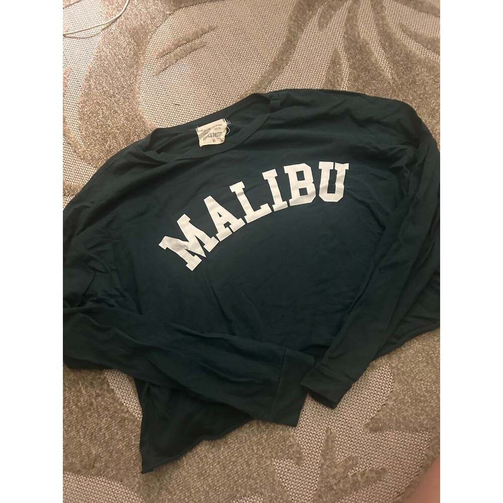 Dark Green Long Sleeve Malibu Graphic Tee